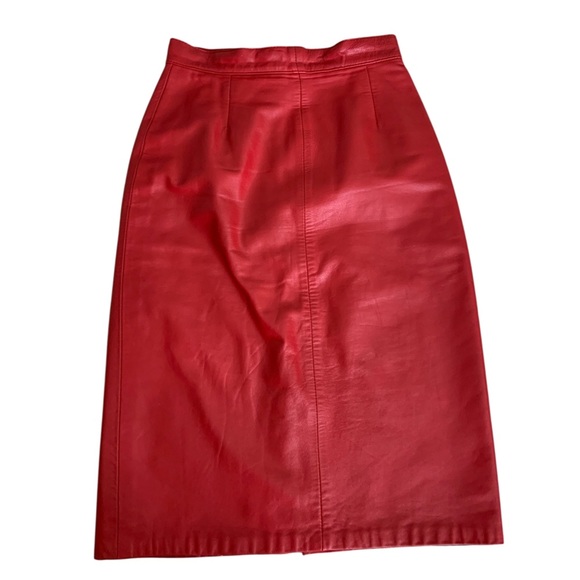 Red Leather Pencil Skirt small - Picture 5 of 9